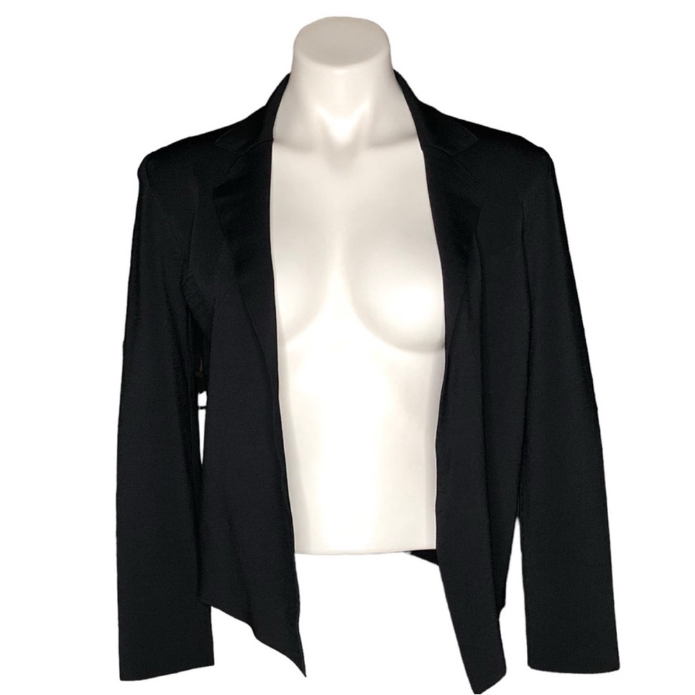 M. M. Lafleur Black Knit Open Front Woolf Jardigan (Jacket/Cardigan) Back Cutout
